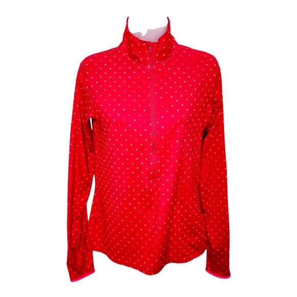 Nike Pro Dri Fit  Women's Fuchsia  Geometric Print Pullover Running Top Half Zip - Picture 1 of 12